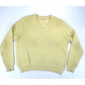 FLAWS** St John Santana Knit V-Neck Sweater Women's Size Small Beige Pullover‎